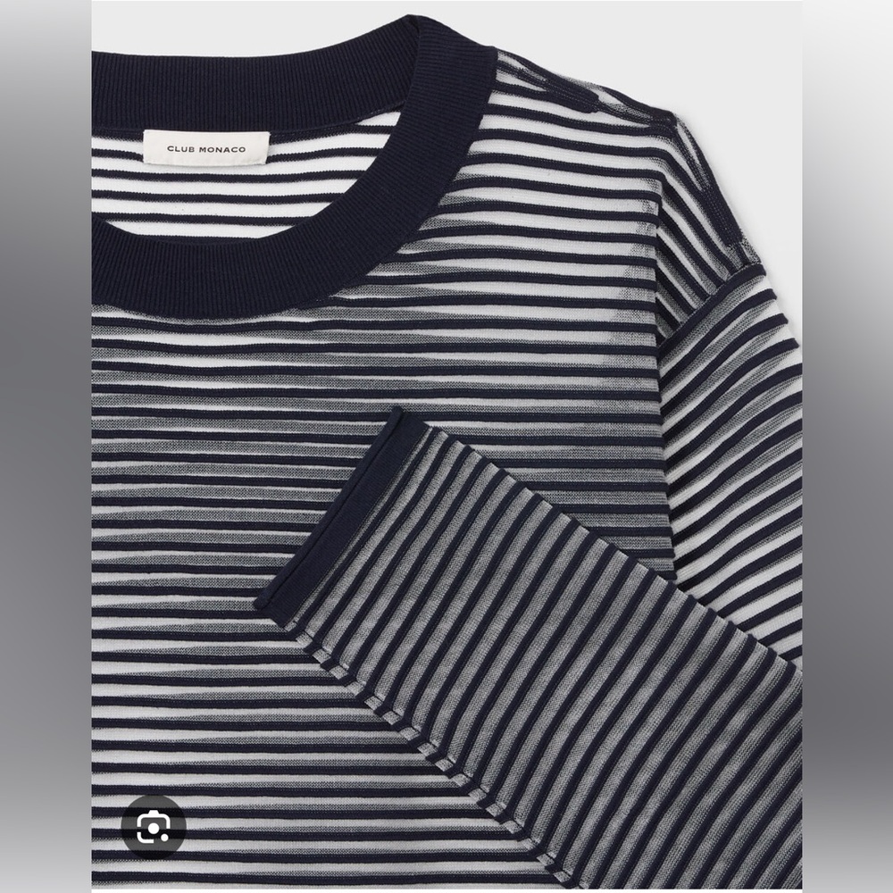 Club Monaco sheer stripped sweater XS in navy